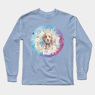 Chocolate Lab Floral Wreath Long Sleeve T-Shirt